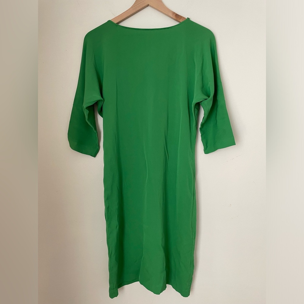Diane Von Furstenberg green silk dress with gold buttons‎